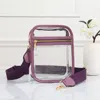 Fashnzfab 6.3" X 2.75" X 8.25" Faux Leather Transparent Rectangle Crossbody Bag In Purple