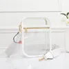 Fashnzfab 6.3" X 2.75" X 8.25" Faux Leather Transparent Rectangle Crossbody Bag In White