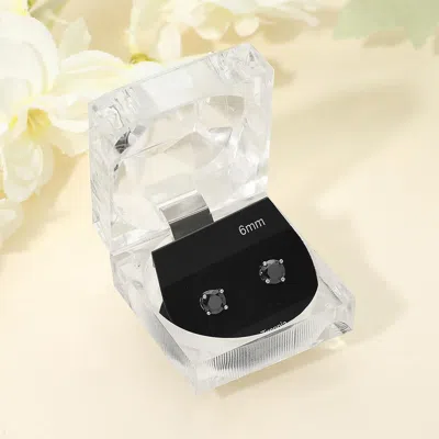 Fashnzfab 6mm Classic Round Cz Stud Earrings In Silver