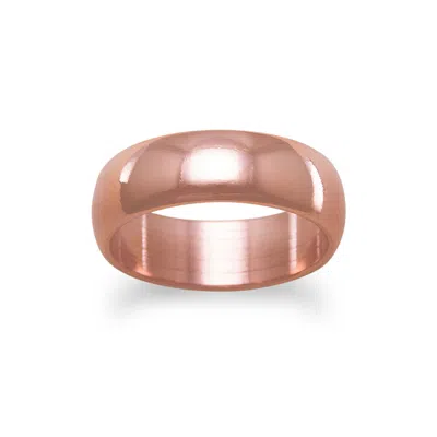Fashnzfab 6mm Solid Copper Ring In Orange
