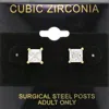 Fashnzfab 6mm Square Cz Stud Earrings In Multi