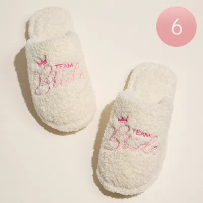 Fashnzfab 6pairs - Bride Embroidered Home Indoor Floor Slippers - White