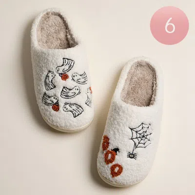 Fashnzfab 6pairs - Spooky Cute Indoor Slippers - Ivory In Multi