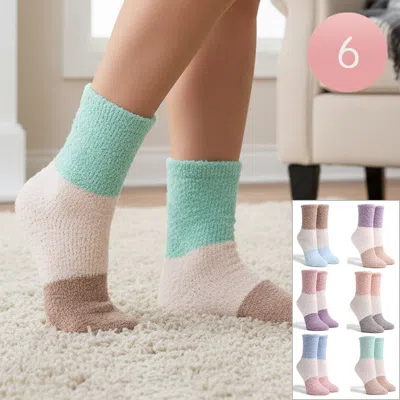 Fashnzfab 6pairs - Color Block Luxury Soft Socks In Multi