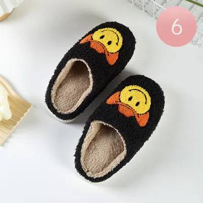 Fashnzfab 6pairs - Cowboy Hat Smile Soft Home Indoor Floor Slippers - Black In Multi