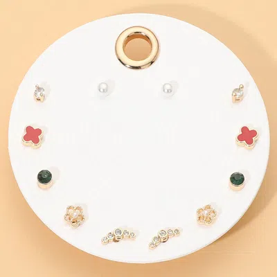 Fashnzfab 6pairs - Mixed Mini Stud Earring Set In Multi