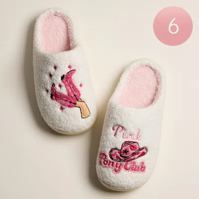 Fashnzfab 6pairs - Pink Pony Club Indoor Slippers Ivory, Pink Assorted Size S/m/l In Multi