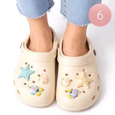Fashnzfab 6pairs - Women Solid Heel Strap Charm Clogs Beige Assorted Size S/m/l In Multi
