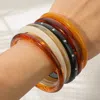 Fashnzfab 6pcs - Bold Mixed Resin Stackable Bangle Bracelets Brown, Neutral In Multi