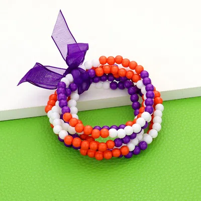 Fashnzfab 6pcs - Game Day Beaded Stretch Bracelets In Multi