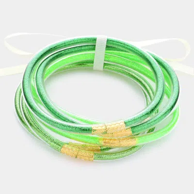 Fashnzfab 6pcs - Glitter Jelly Tube Bangle Bracelets In Multi