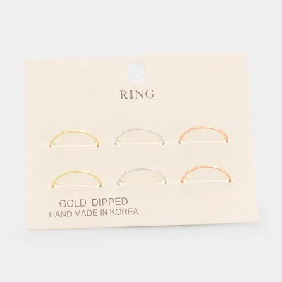 Fashnzfab 6pcs - Gold Dipped Metal Rings - Gold, Rose Gold, Silver In Multi