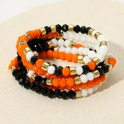 Fashnzfab 6pcs - Halloween Faceted Beaded Stretch Multi Layered Bracelets