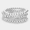 Fashnzfab 6pcs - Metal Ball Stretch Bracelets In Multi