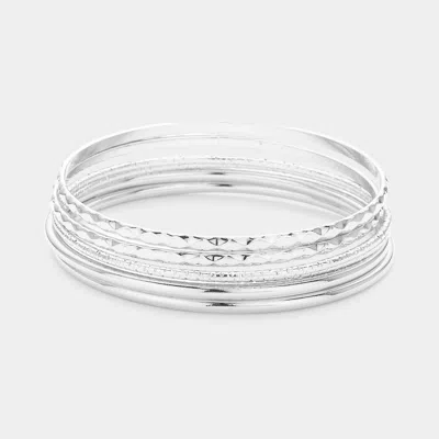 Fashnzfab 6pcs - Metal Bangle Bracelets In Multi