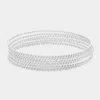 Fashnzfab 6pcs - Metal Rope Layered Bangle Bracelets Rhodium In Metallic