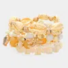 Fashnzfab 6pcs - Puka Shell Pointed Dragonfly Fish Pigeon Charm Faceted Beaded Stretch Multi Layered Bracelets In Multi