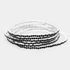 Fashnzfab 6pcs - Rhinestone Multi Layered Stretch Evening Bracelets Jet Black, Silver In Multi