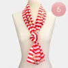 Fashnzfab 6pcs - Satin Striped Anchor Pattern Print Scarves In Red