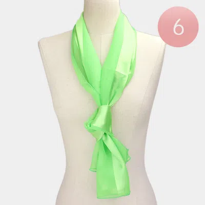 Fashnzfab 6pcs - Satin Striped Print Scarf In Green