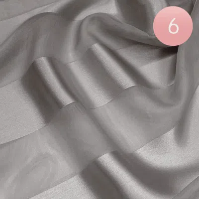 Fashnzfab 6pcs - Sheer Satin Striped Lightweight Scarf In Gray