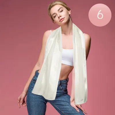 Fashnzfab 6pcs - Sheer Satin Striped Lightweight Scarf In Multi