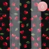 Fashnzfab 6pcs - Silk Feel Cherry Pattern Print Scarf In Black