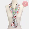Fashnzfab 6pcs - Silk Feel Cute Christmas Pattern Print Scarf In Silver