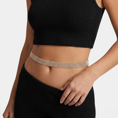 Fashnzfab 6-row Rhinestone Waist Chain Belt In Gold