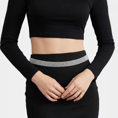 Fashnzfab 6-row Rhinestone Waist Chain Belt In Metallic