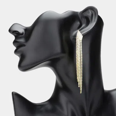 Fashnzfab 6rows Crystal Rhinestone Fringe Evening Earrings In Multi