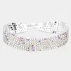 Fashnzfab 6rows Rhinestone Evening Bracelet Ab, Silver In Multi