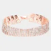 Fashnzfab 6rows Rhinestone Evening Bracelet Clear, Rose Gold In Multi
