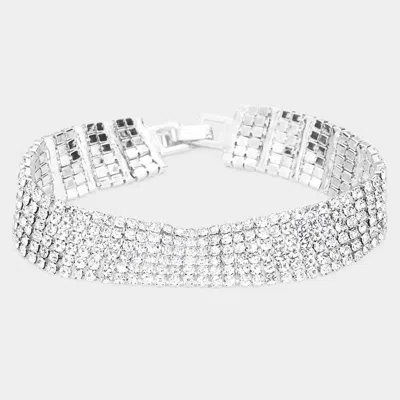 Fashnzfab 6rows Rhinestone Evening Bracelet In Multi