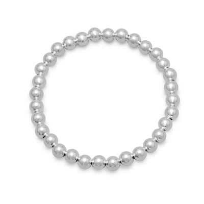 Fashnzfab 7" 6mm Silver Bead Stretch Bracelet