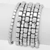 Fashnzfab 7 Pcs - Metal Bead Stack Stretch Multi Layered Bracelets In Multi