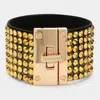Fashnzfab 7-row Rhinestone Bling Studded Bracelet Gold In Gold