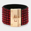 Fashnzfab 7-row Rhinestone Bling Studded Bracelet Gold, Siam In Multi