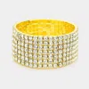 Fashnzfab 7-row Rhinestone Stretch Bracelet Clear, Gold In Multi