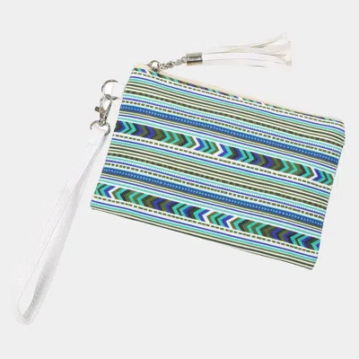 Fashnzfab 7.75" X 5" Aztec Patterned Wristlet Pouch Bag In Green