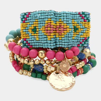 Fashnzfab 7pcs - Boho Stretch Multi Layered Bracelets