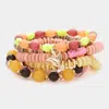 Fashnzfab 7pcs - Metal Pigeon Triangle Charm Pointed Various Beads Beaded Stretch Multi Layered Bracelet In Multi