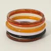 Fashnzfab 7pcs - Multi-tone Resin Layered Stackable Bangle Bracelets - Brown, Multi In Multi