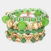 Fashnzfab 7pcs - Paint Splash Beaded Stretch Bracelets In Green