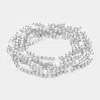 Fashnzfab 7pcs - Pearl Metal Ball Beaded Stretch Bracelets Rhodium In Multi