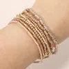 Fashnzfab 7pcs - Beaded Stretch Stackable Multi Layered Bracelets In Brown