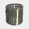 Fashnzfab 7rows Wide Faceted Round Beaded Stretch Bracelet Gray In Gray