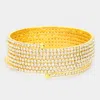 Fashnzfab 8-lined Rhinestone Spiral Bracelet Clear, Gold In Multi