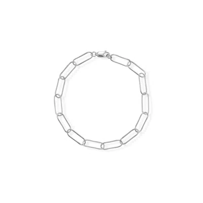 Fashnzfab 8" Rhodium Plated Paperclip Bracelet In Pattern
