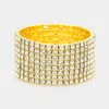 Fashnzfab 8-row Rhinestone Stretchable Bracelet Clear, Gold In Multi